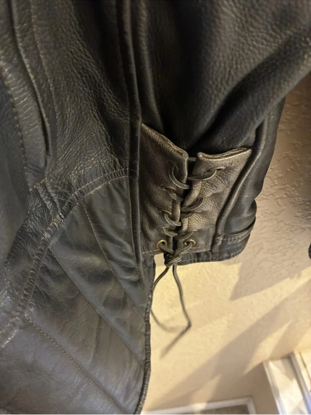 Frontier Leather Black Jacket Biker Motorcycle Zip Size 48 Vintage